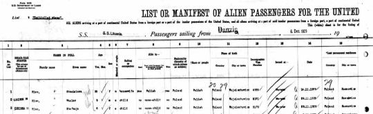 1929 Stanislawa Kiec Ellis Island 1