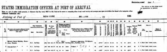 1929 Stanislawa Kiec Ellis Island 2