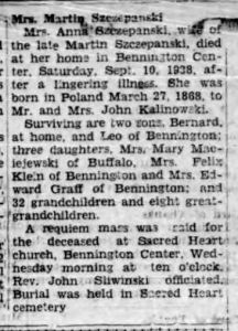 1938 Anna Szczepanski obit