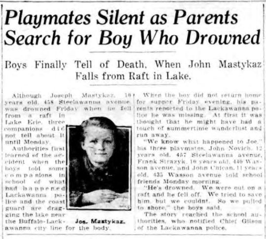 1926 Joseph Mastykaz death Buffalo NY Evening News 1926-6-21