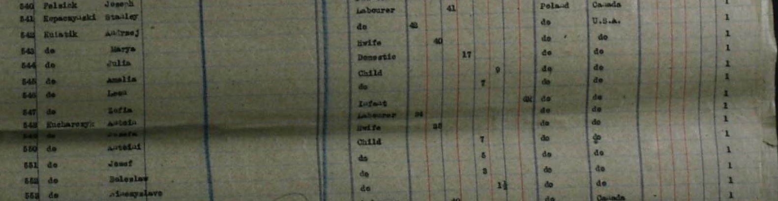 1921 Andrzej Kwiatek family to Poland via Montreal and Liverpool -names