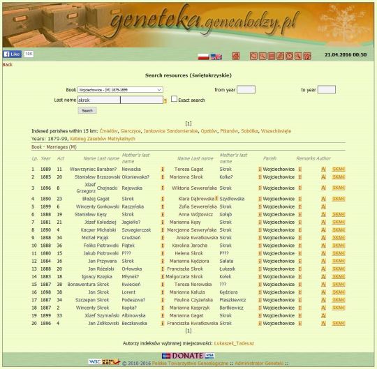 geneteka skrok marriages