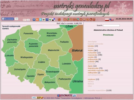 metryki main page english