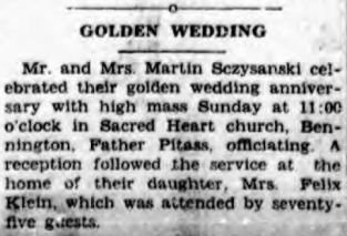 1928 Bennington Szczepanski golden wedding