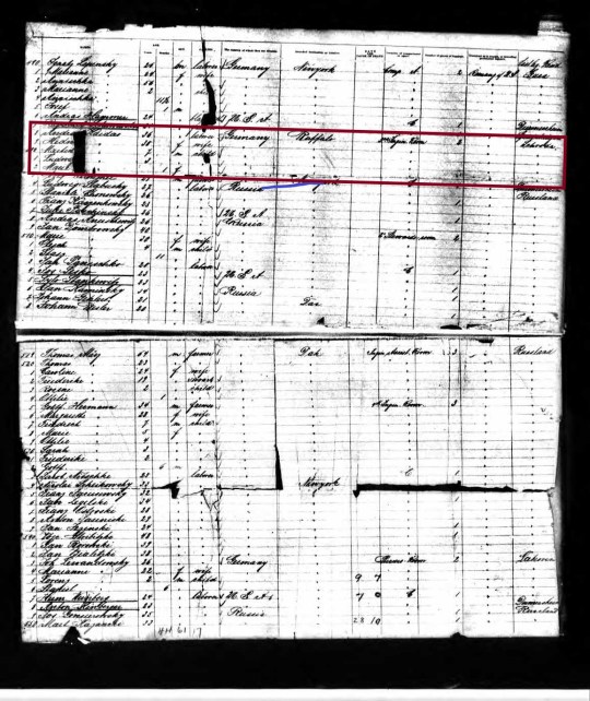 1888 ship manifest Kaidas marked
